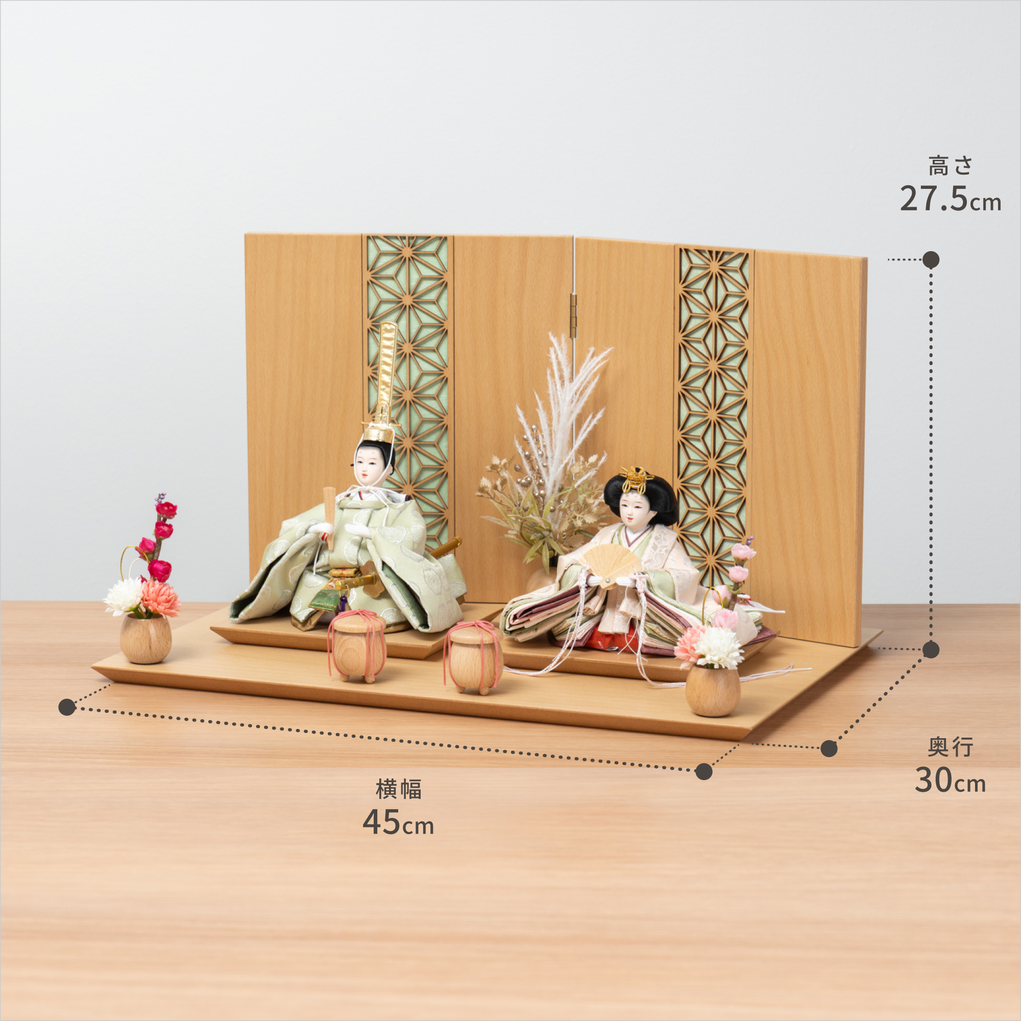 familiar ひな祭り 人形 雛人形】親王飾り「花飾り木目調」(605857)ひな人形 ひな祭り お雛様