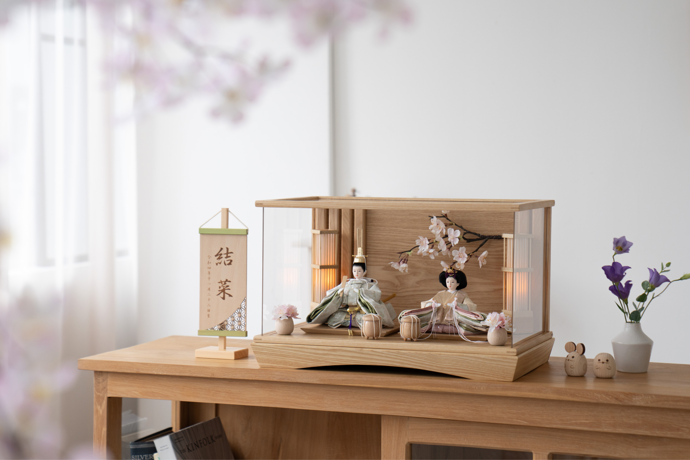 ことのひな人形　このは　桜円ケース　N　駿河行燈付